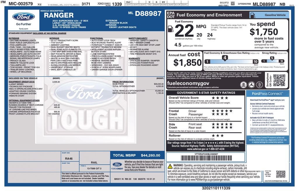 2021 Ford Ranger Lariat