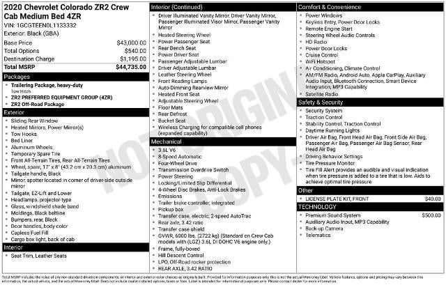 2020 Chevrolet Colorado ZR2