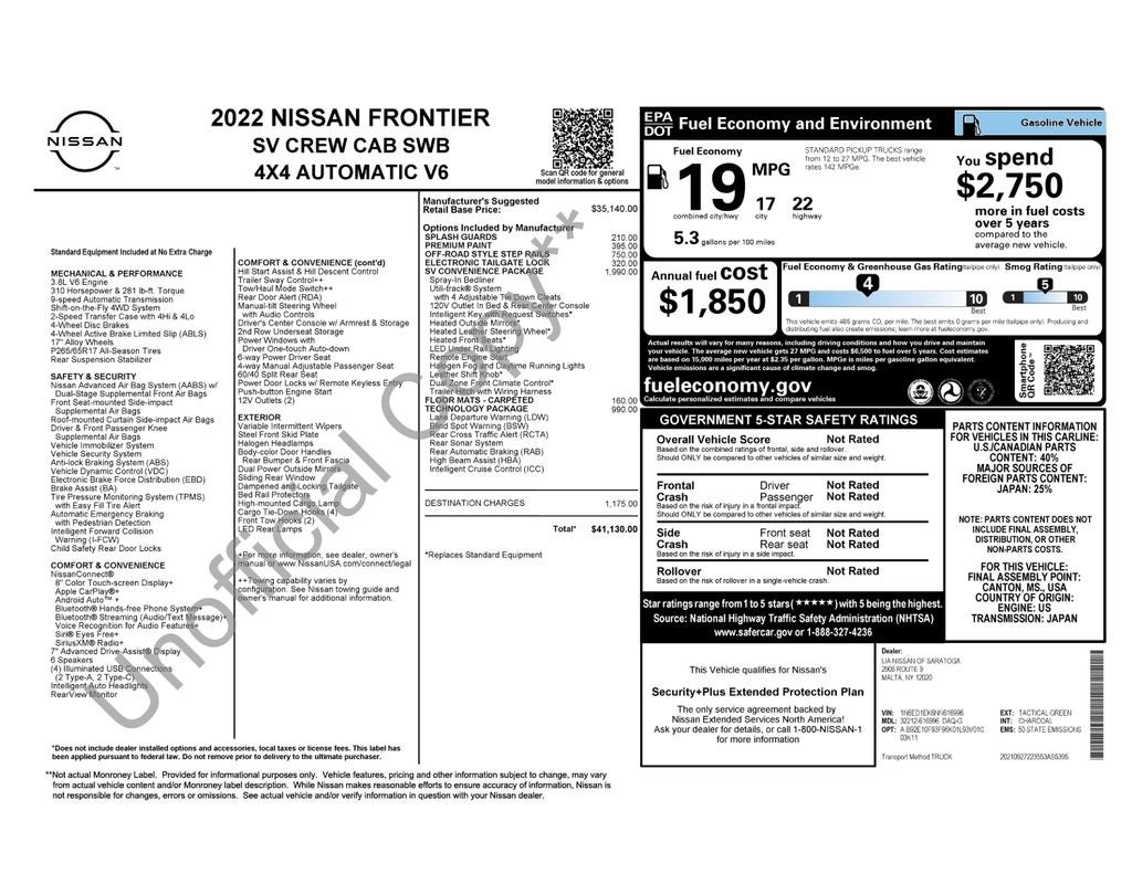 2022 Nissan Frontier SV SPECIAL EDITION