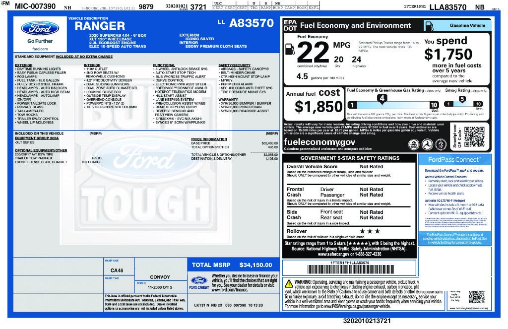 2020 Ford Ranger XLT
