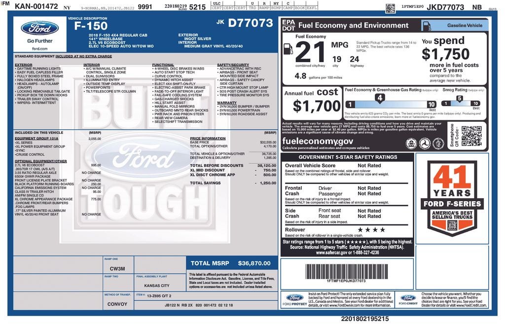 2018 Ford F-150 XL