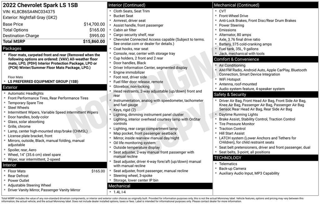 2022 Chevrolet Spark LS